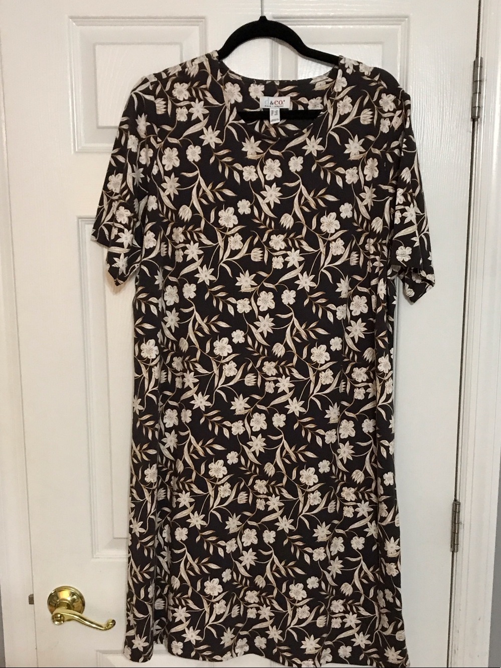 A&CO Black Floral Midi Dress with Cream Print